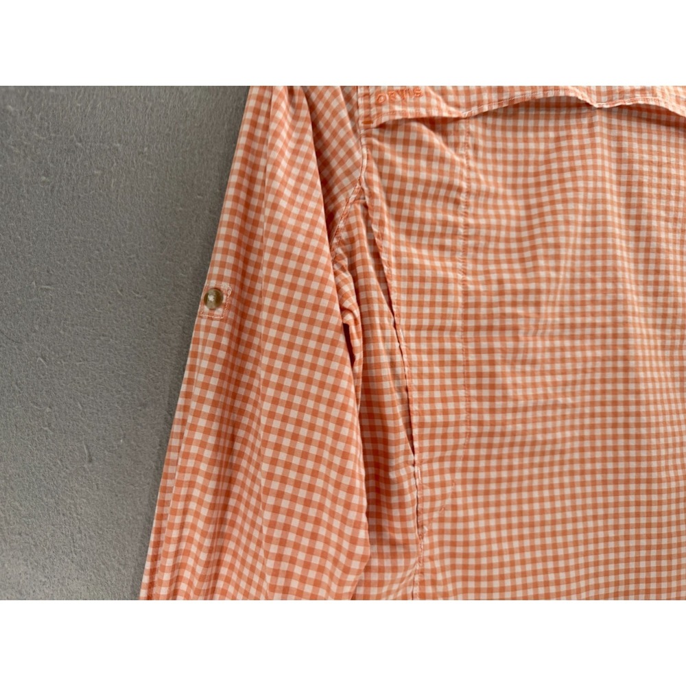 Orvis River Guide Top Womens M Orange White Vented Gingham Shirt Hiking Outdoor - Picture 5 of 14